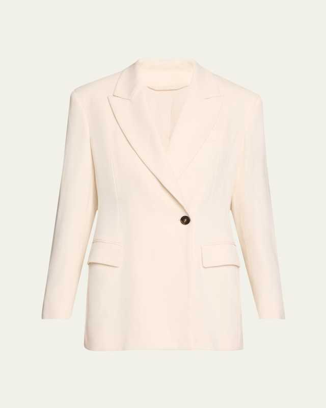 Diagonal Button-Front Viscose Blazer